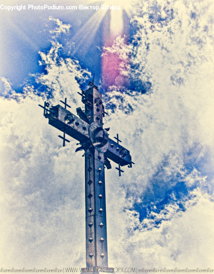 Cross, Crucifix, Emblem, Logo, Building, Housing