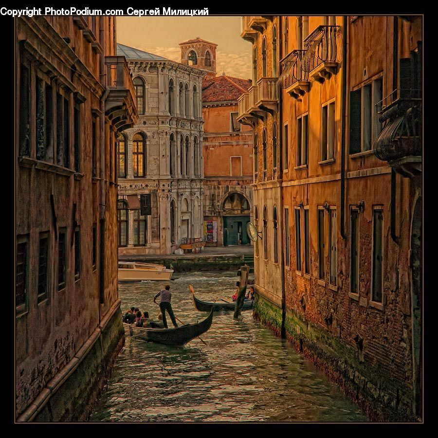 Boat, Gondola, Watercraft, Cobblestone, Pavement, Walkway, Building
