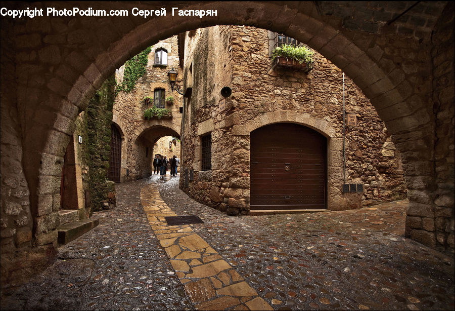 Cobblestone, Pavement, Walkway, Brick, Arch, Gate, Patio