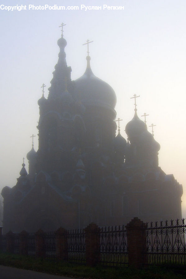 Fog, Ship, Vessel, Architecture, Spire, Steeple, Tower