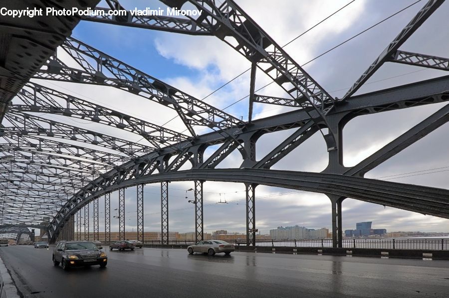 Automobile, Car, Vehicle, Bridge, Canopy, Road, City