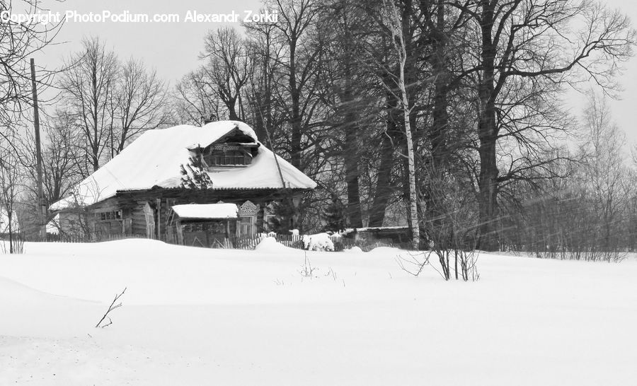 Ice, Outdoors, Snow, Building, Cottage, Housing, Cabin