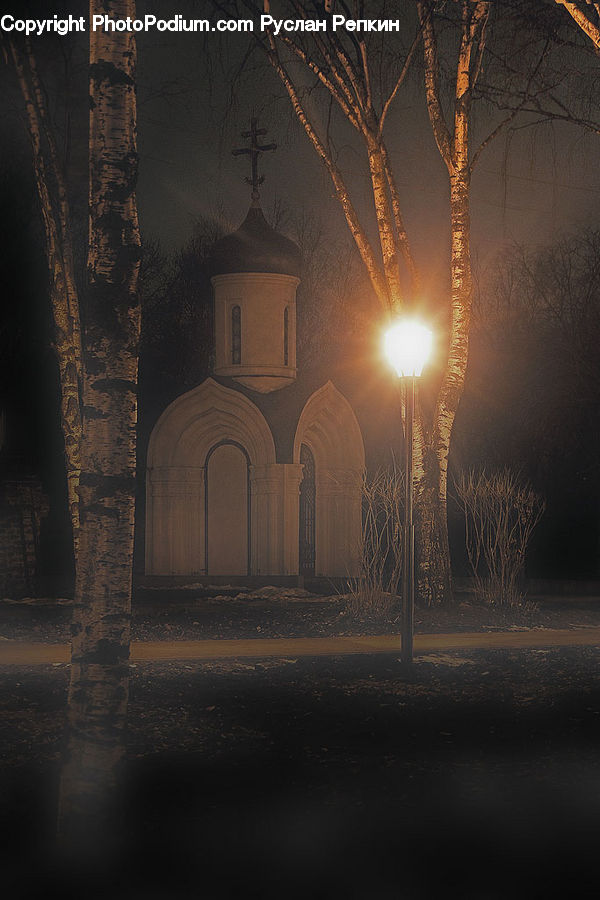 Column, Pillar, Crypt, Dawn, Dusk, Sky, Sunrise