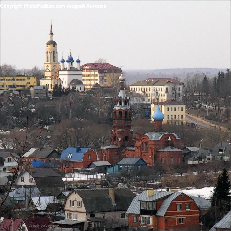 Umbrella, Building, Downtown, Town, Cottage, Housing, Architecture
