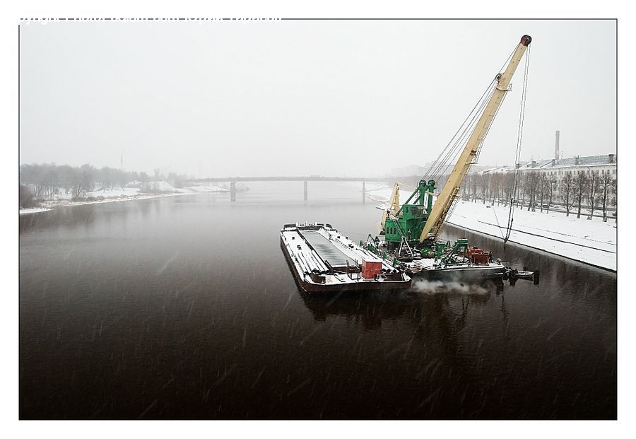 Constriction Crane, Ship, Vessel, Barge, Boat, Tugboat, Dock