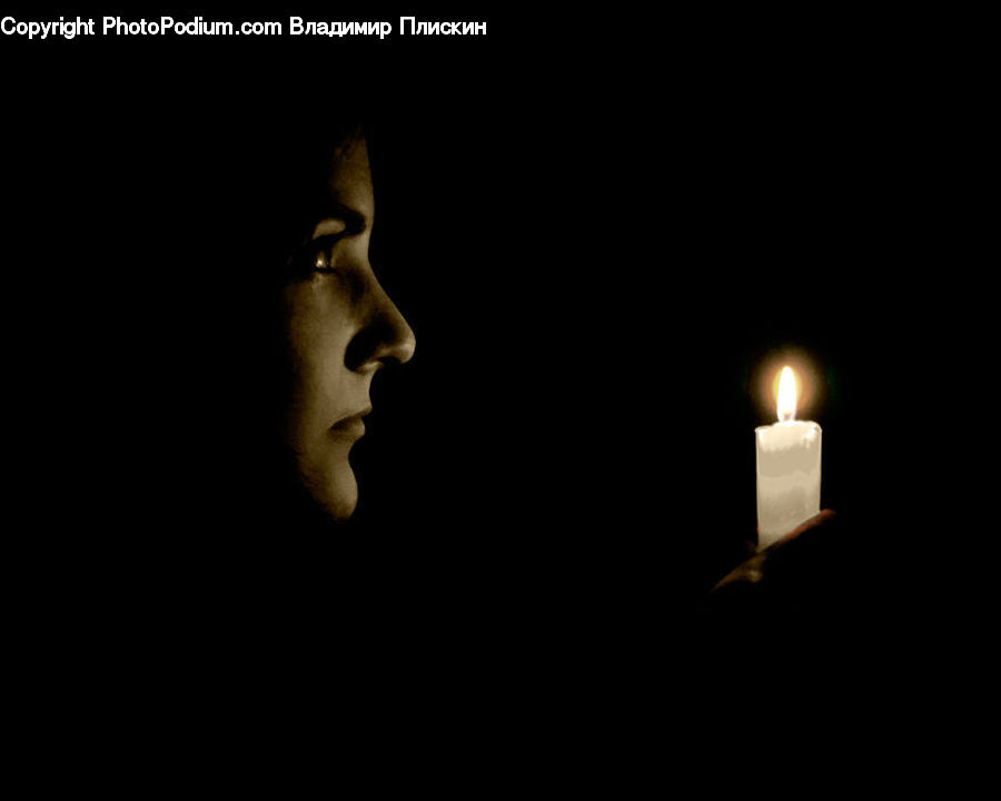 Candle, Head, Portrait, Light, Silhouette, Face, Selfie