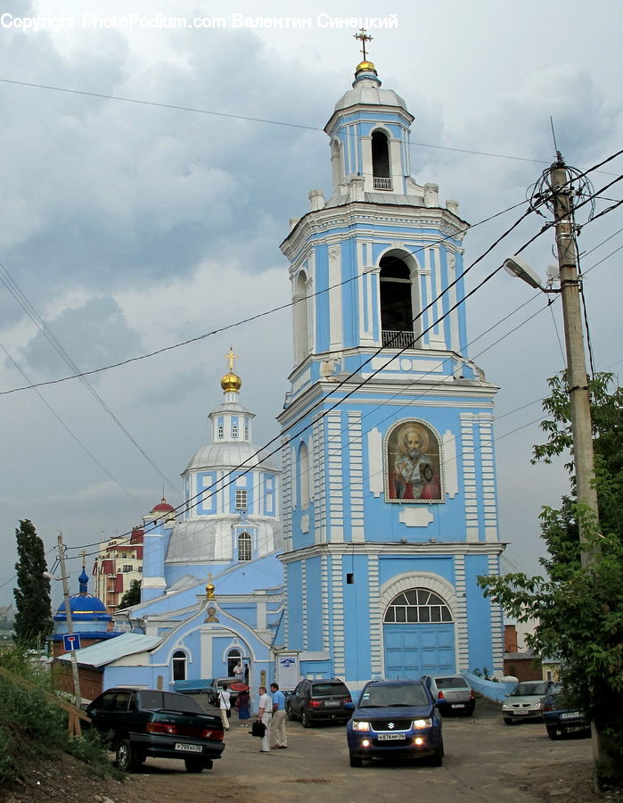 Architecture, Bell Tower, Clock Tower, Tower, Car, Van, Church