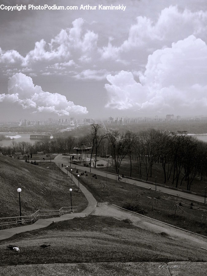 Cloud, Cumulus, Sky, Countryside, Outdoors, Intersection, Road