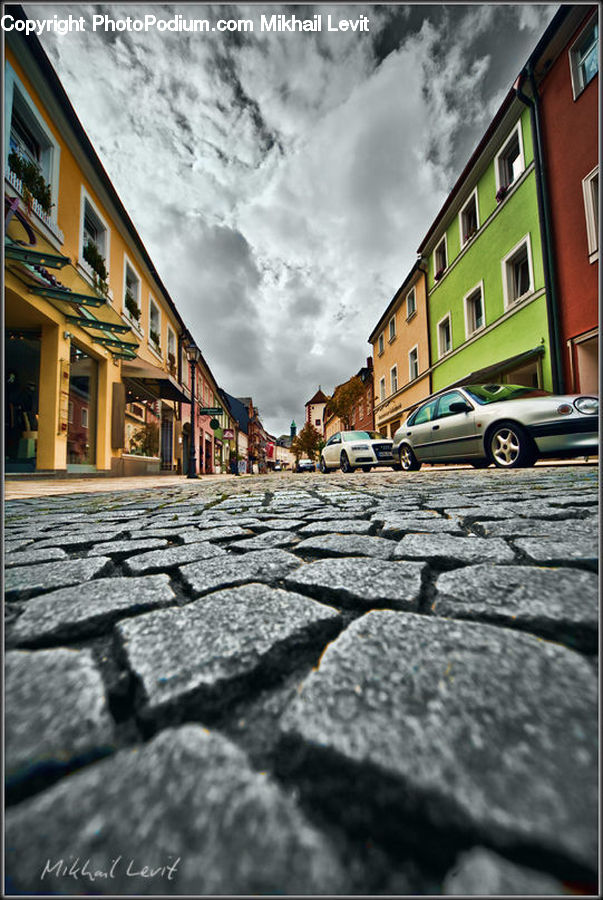 Automobile, Car, Vehicle, Pavement, Cobblestone, Walkway, Sedan