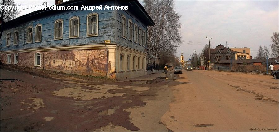 Building, Housing, Villa, Downtown, Town, Road, Street