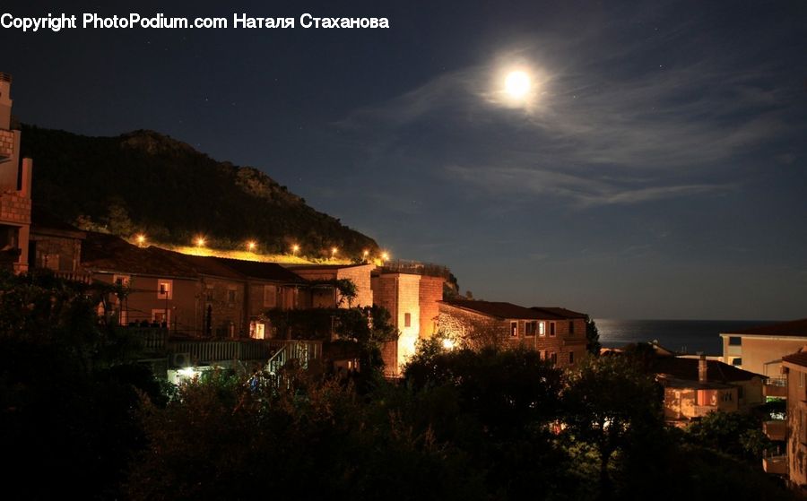Night, Outdoors, Building, Housing, Villa, Lighting, Architecture
