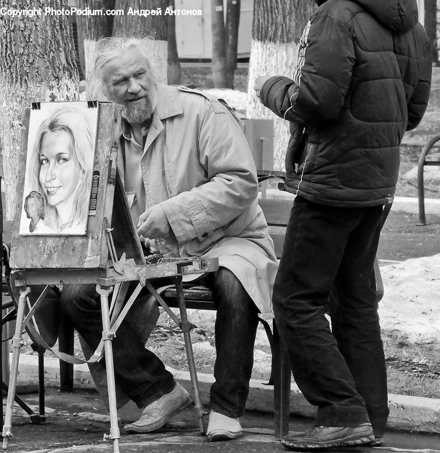 People, Person, Human, Chair, Furniture, Bench, Drawing