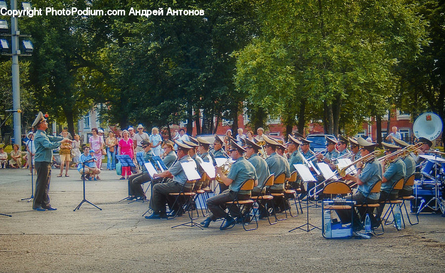 Crowd, Musical Instrument, Musician, Performer, Person, Hat, Bicycle