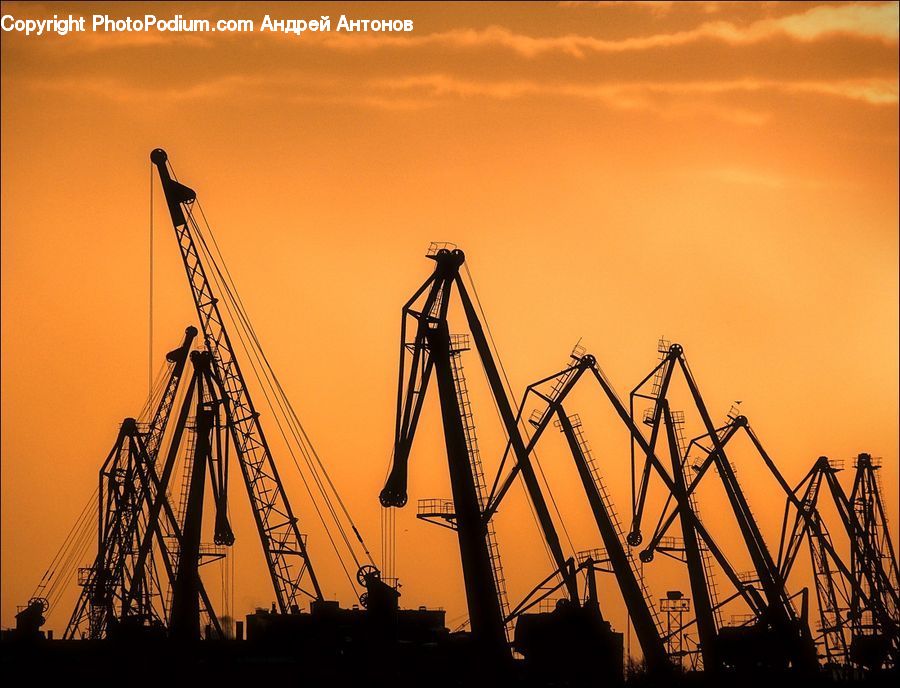 Constriction Crane, Dusk, Outdoors, Sky, Sunlight, Sunrise, Sunset