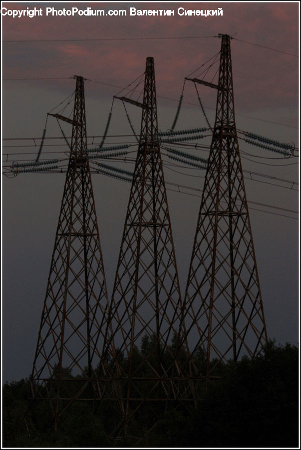 Cable, Electric Transmission Tower, Power Lines