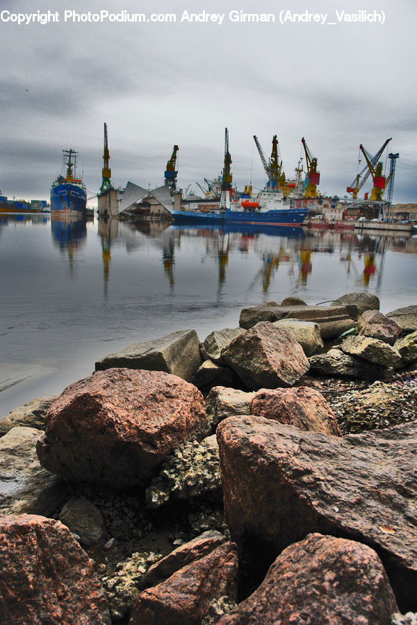 Constriction Crane, Rock, Coast, Outdoors, Sea, Water, Beach