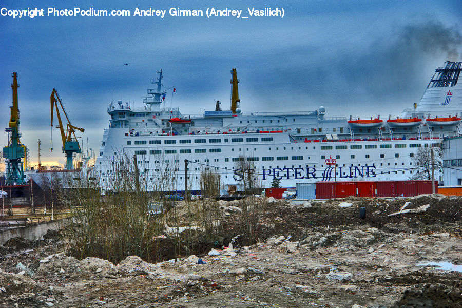 Constriction Crane, Boat, Watercraft, Cruise Ship, Ferry, Freighter, Ship