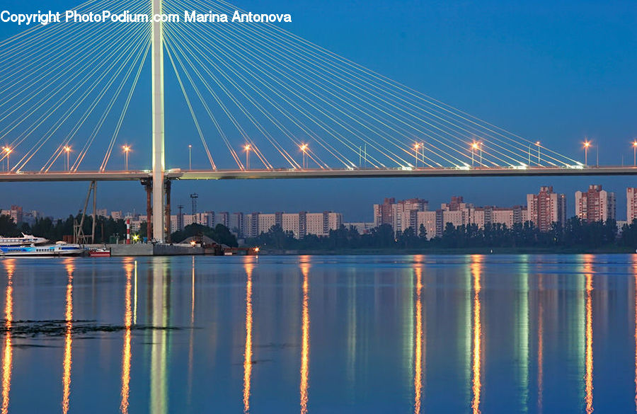 Bridge, Waterfront, City, Downtown, Metropolis, Urban, Building