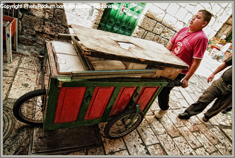 People, Person, Human, Lumber, Barrow, Vehicle, Wheelbarrow