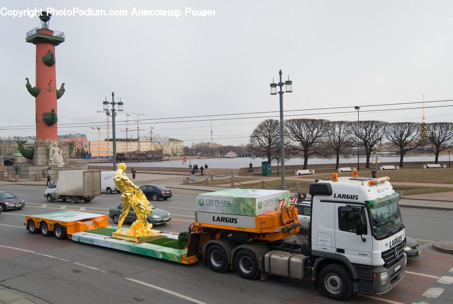 Bench, Ambulance, Van, Vehicle, Truck, Beacon, Building