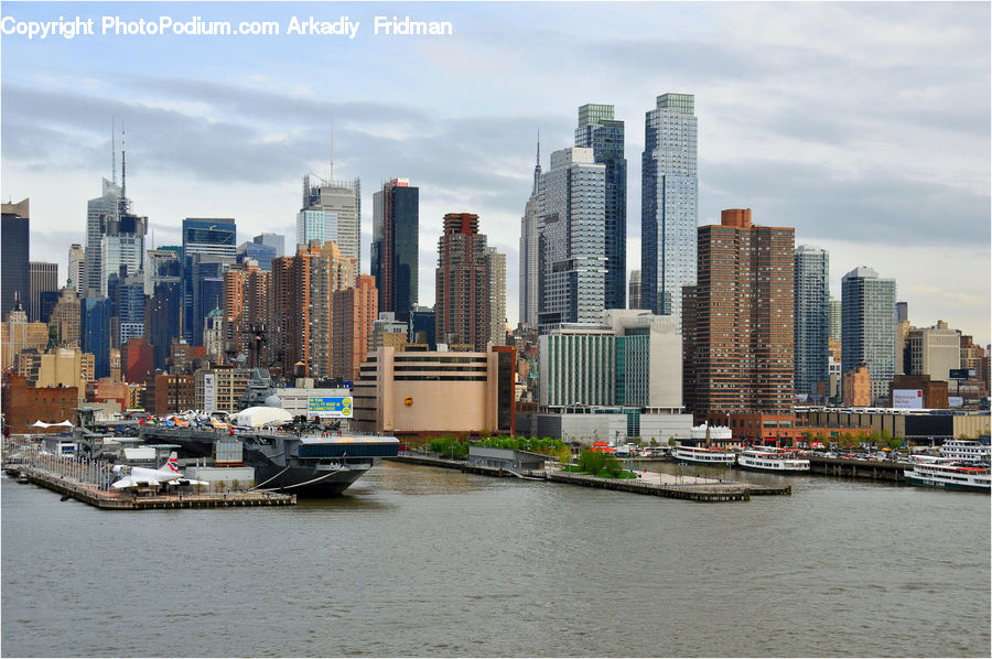 City, Downtown, Metropolis, Urban, Building, High Rise, Dock
