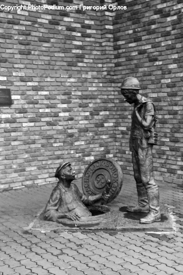 People, Person, Human, Brick, Man, Art, Sculpture