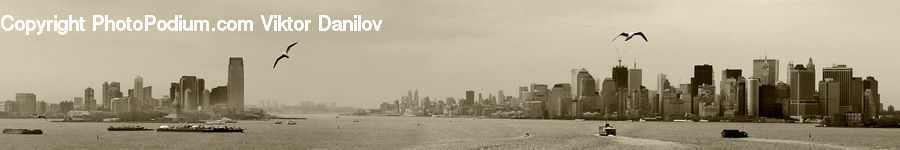 City, Downtown, Metropolis, Urban, Building, Cruise Ship, Ferry
