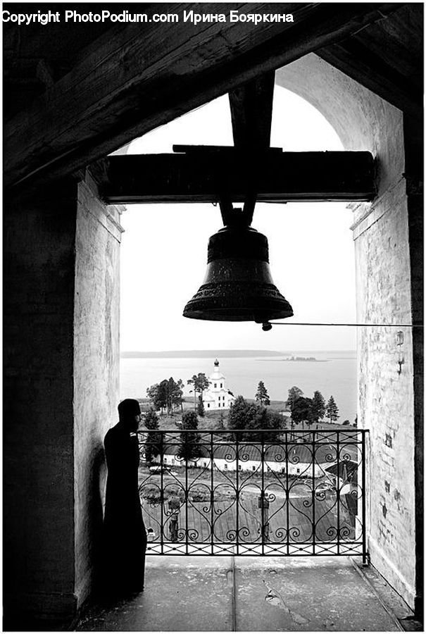 Arch, Gate, Silhouette, Balcony, Fence, Lamp, Brick