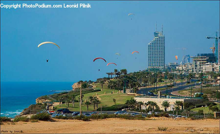 Adventure, Flight, Gliding, Building, City, High Rise, Architecture