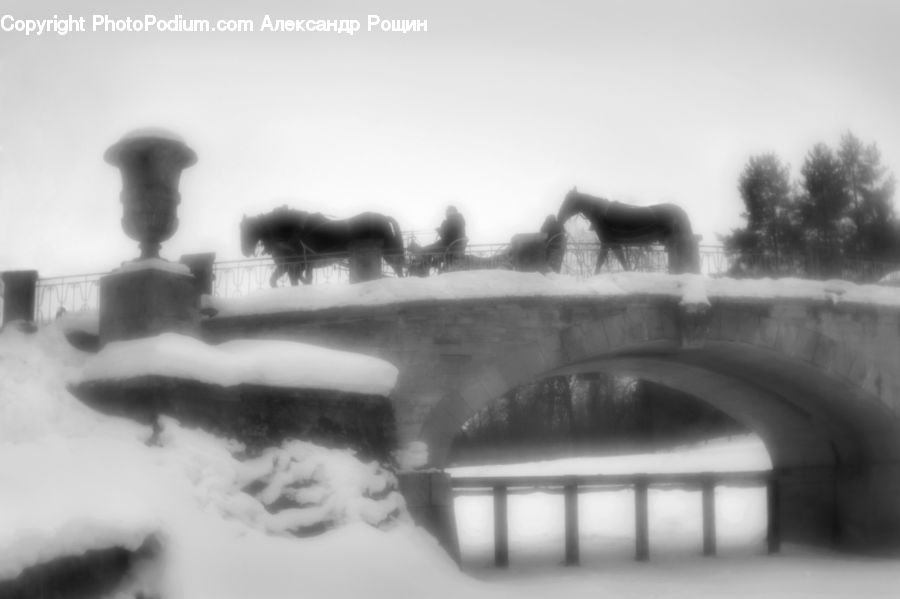 Smoke, Ice, Outdoors, Snow, Bridge, Countryside, Car