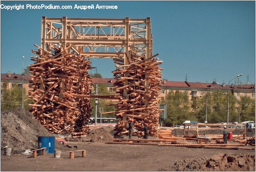 Lumber, Construction, Scaffolding, Rubble, Architecture