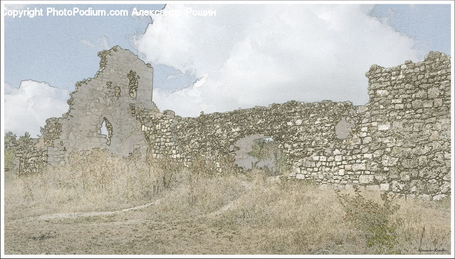 Ruins, Atlas, Map, Collage, Poster