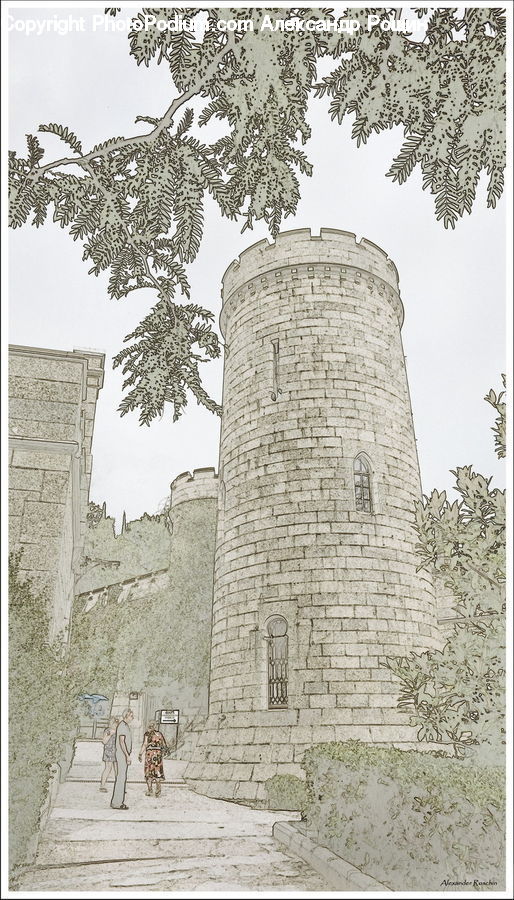 Column, Pillar, Ruins, Art, Drawing, Architecture, Housing
