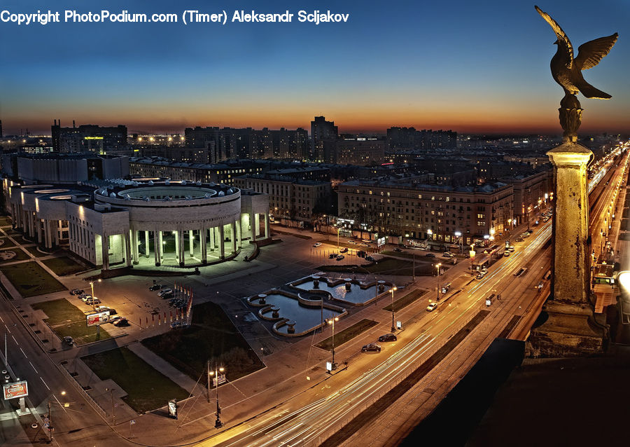 Intersection, Road, City, Downtown, Aerial View, Metropolis, Urban