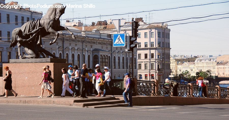 Animal, Horse, Mammal, Plant, Potted Plant, Crowd, City