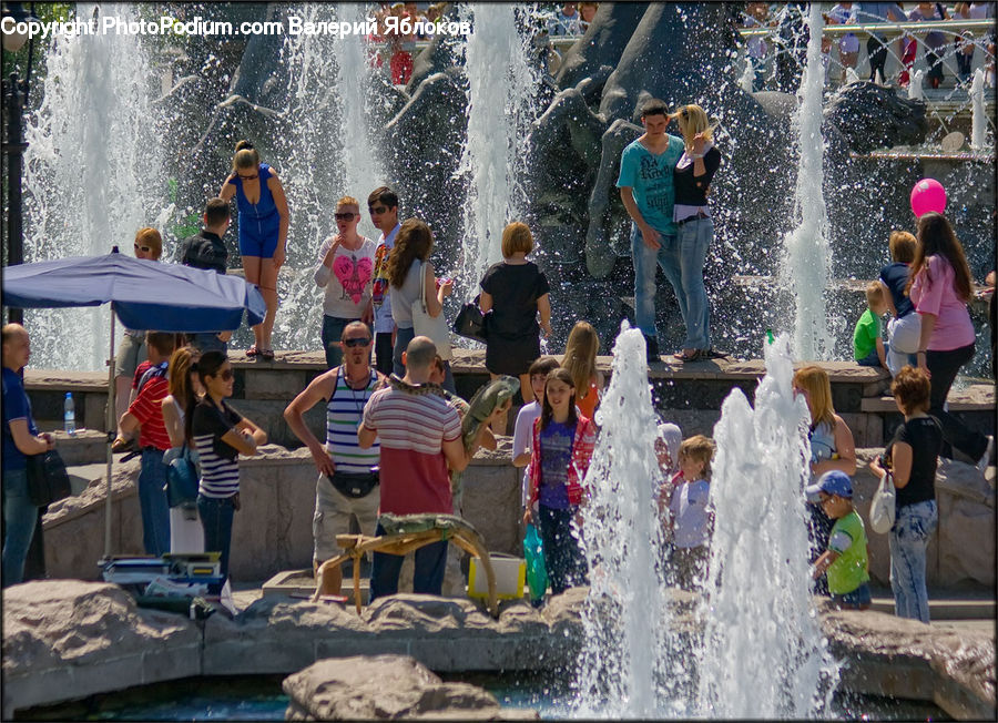 People, Person, Human, Fountain, Water, Blonde, Female