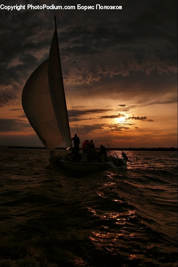 Boat, Dinghy, Dusk, Outdoors, Sky, Sunlight, Sunrise