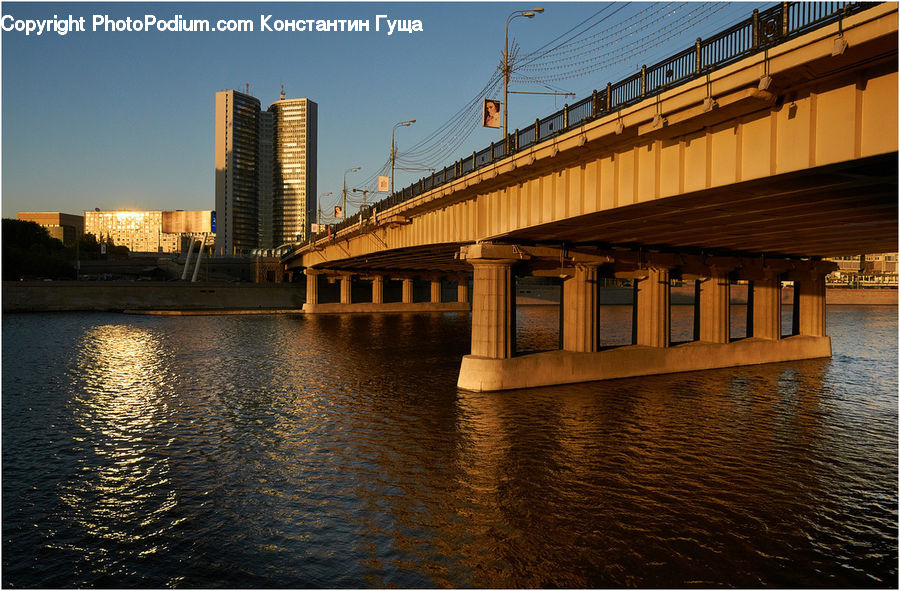 Gazebo, City, Downtown, Urban, Outdoors, River, Water