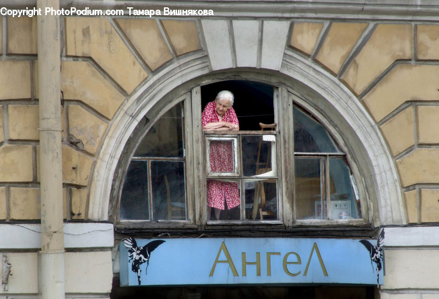 Arch, Building, Balcony, Window, Person, Portrait, Selfie