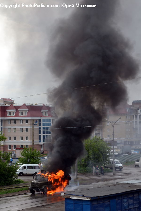 Smoke, Tow Truck, Truck, Vehicle, Car, Jeep, Forest Fire