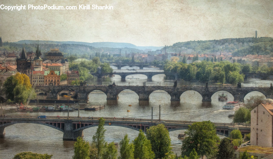 Bridge, Viaduct, Boat, Watercraft, Architecture, Housing, Monastery