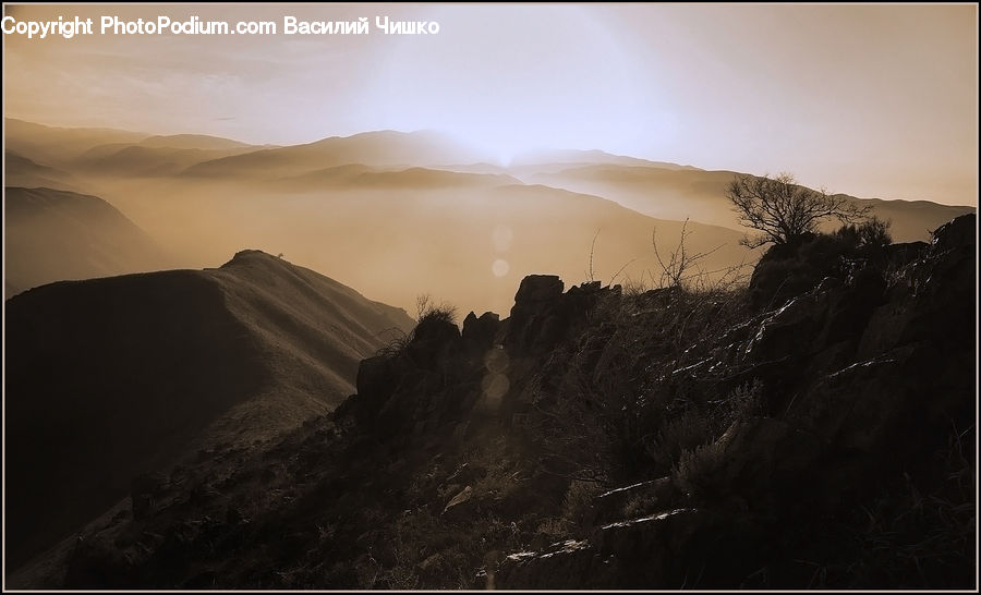 Mountain, Mountain Range, Outdoors, Dawn, Dusk, Sky, Sunrise