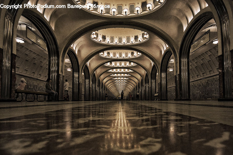 Aisle, Corridor, Subway, Train, Train Station, Vehicle, Crypt