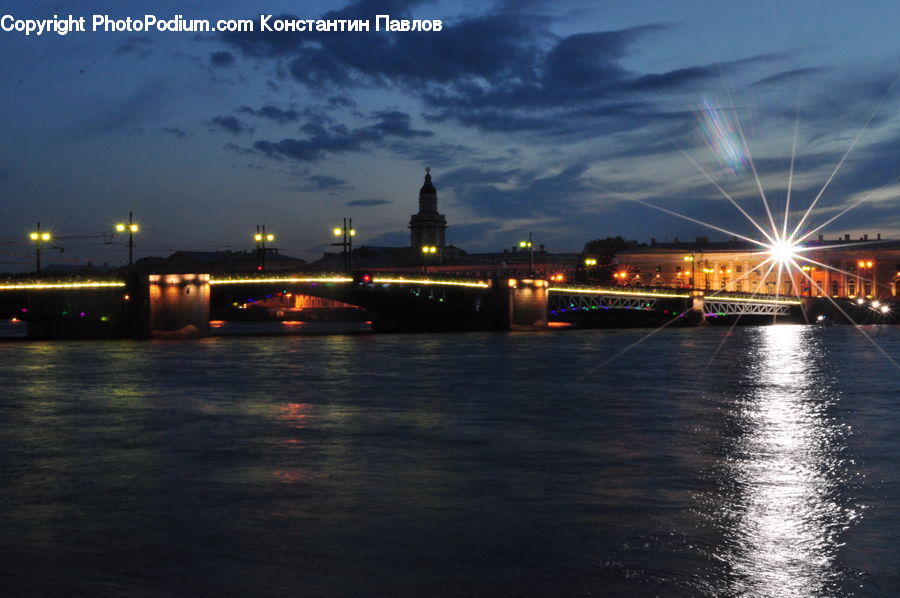 Bridge, Waterfront, City, Downtown, Boat, Watercraft, Architecture