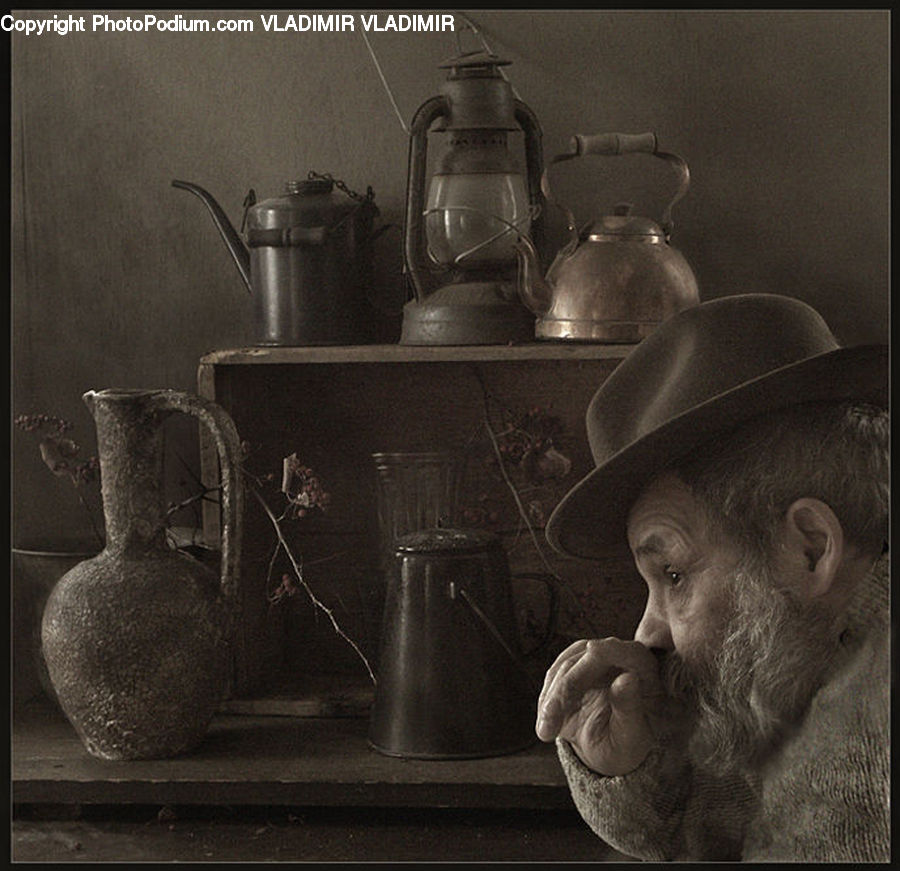 People, Person, Human, Cowboy Hat, Hat, Sun Hat, Jug