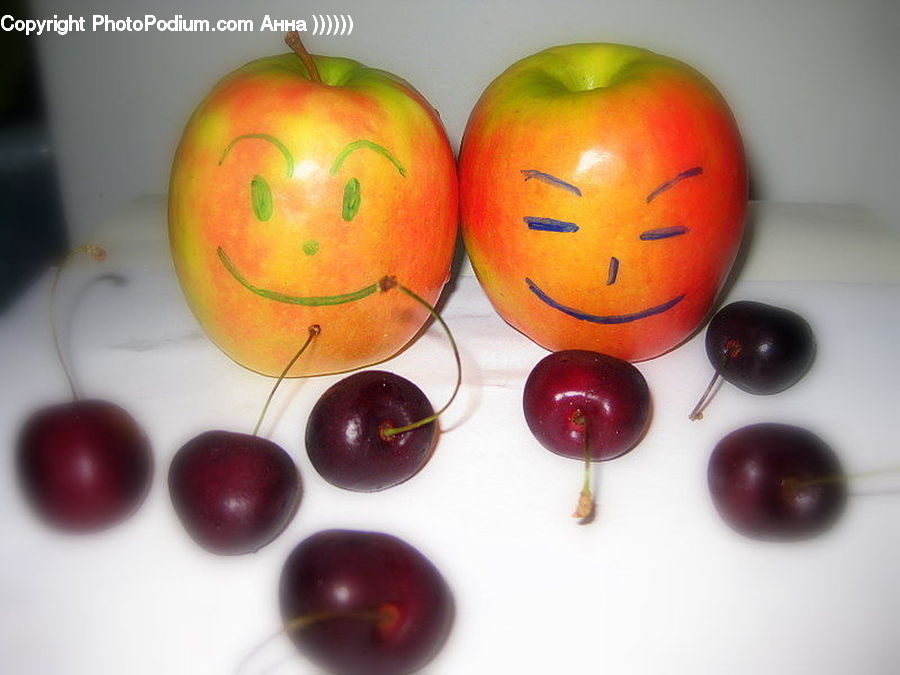 Fruit, Plum, Cherry, Apple, Citrus Fruit, Orange, Bowl
