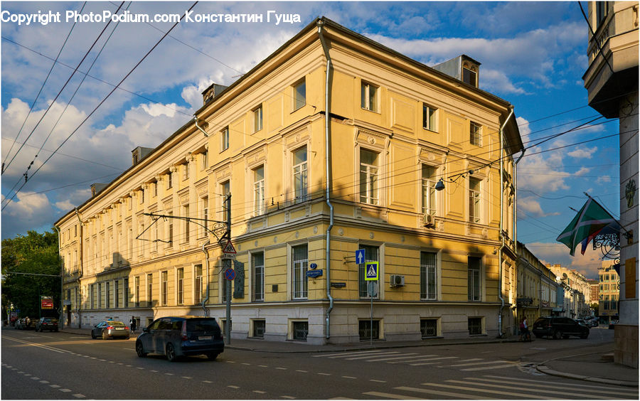 Automobile, Car, Vehicle, Building, Road, Street, Town