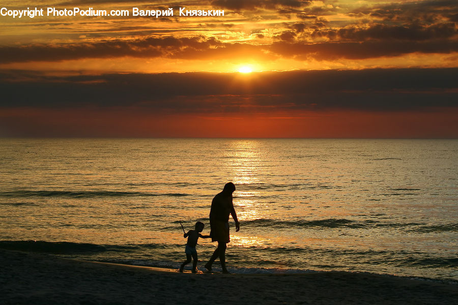People, Person, Human, Silhouette, Beach, Coast, Outdoors