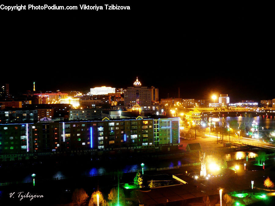 City, Downtown, Metropolis, Urban, Lighting, Night, Outdoors