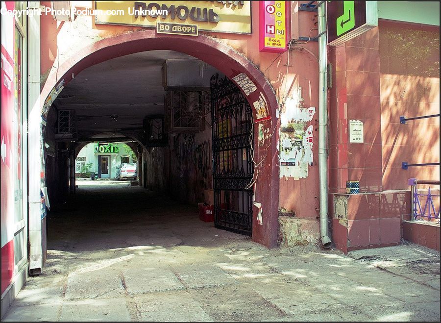 Alley, Alleyway, Road, Street, Town, Tunnel, Brick
